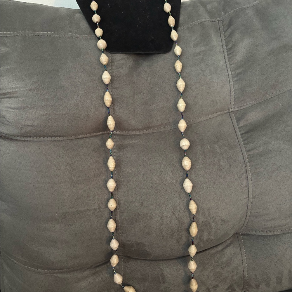 Elegant Cream Beaded Necklace. New handmade in Rwanda